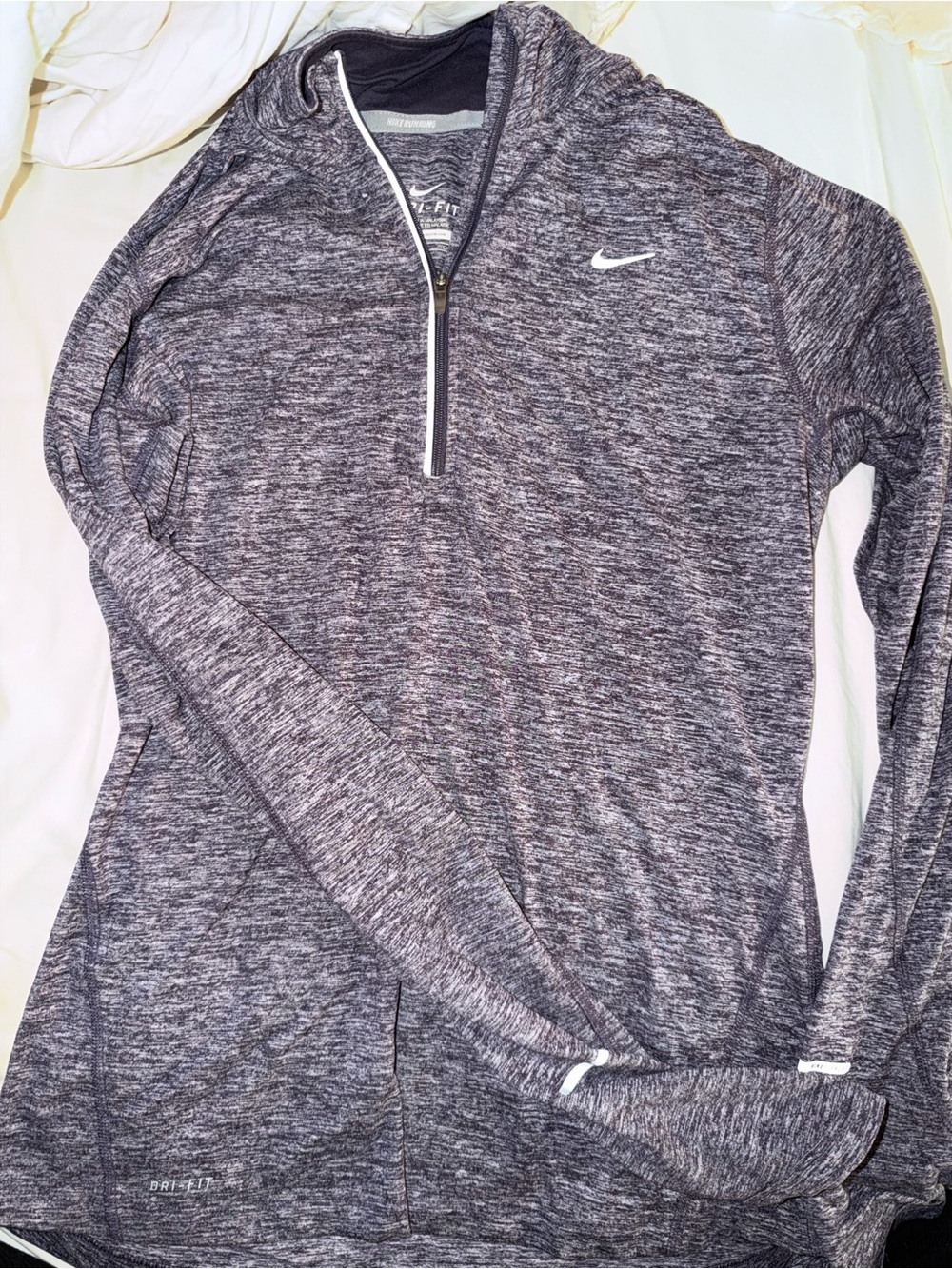 Nike Women’s Dri-FIT Marled Gray 1/4 Zip Hoodie